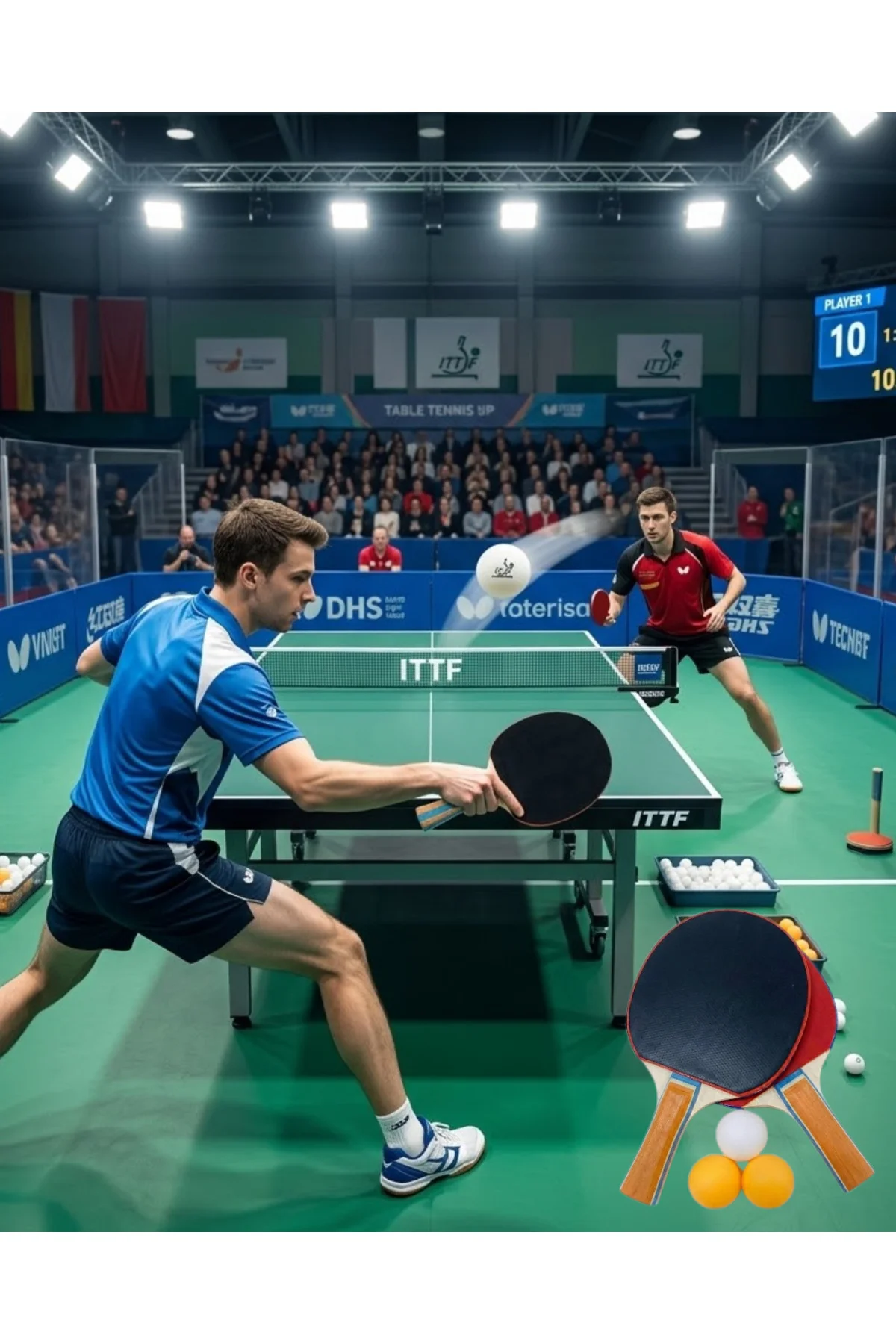 Masa Tenisi Oyun Seti 2 Raket 3 Top Evde Spor ve Eğlence -