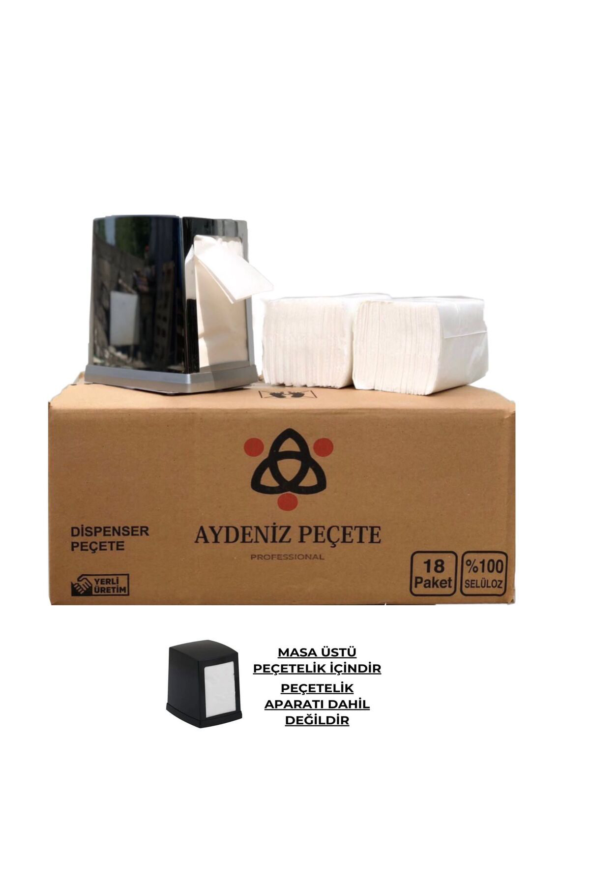 Aydeniz Peçete Professional Masa Üstü Dispenser Peçete 18 Pkt 100 Lü 1800 Ad. Dikkat Z Kat Havlu Peçete Değildir