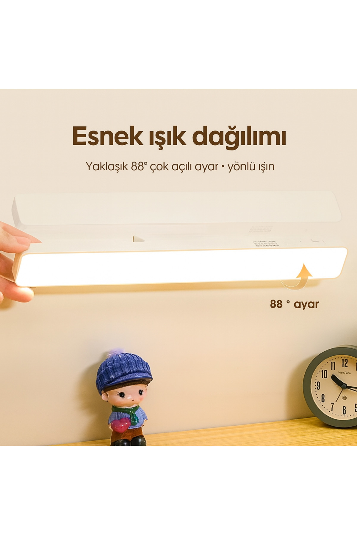 Pazar Kapısı Masa Üstü Dokunmatik 3 Renkli Şarjlı Led Lamba Okuma Lambası