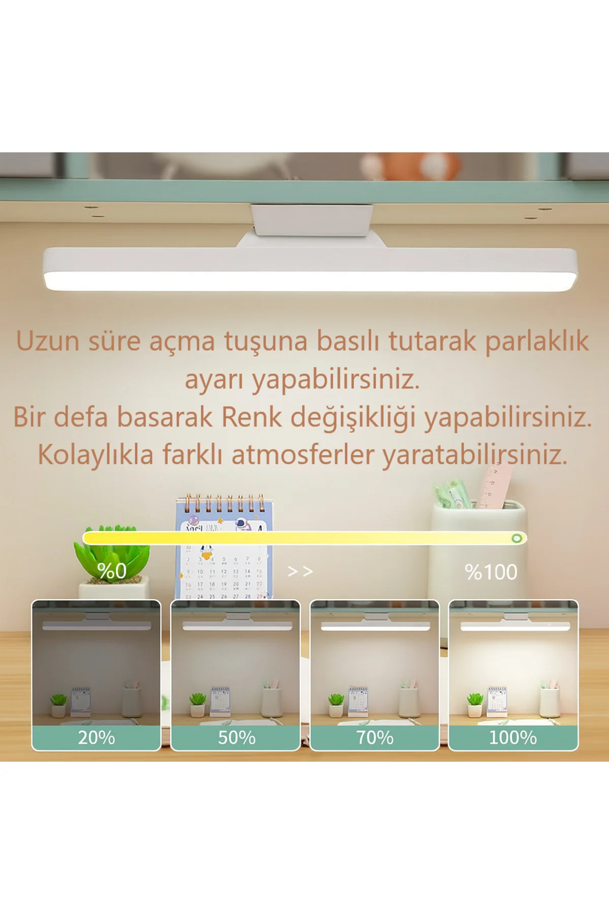 Masa Üstü Dokunmatik 3 Renkli Şarjlı Led Lamba Okuma Lambası