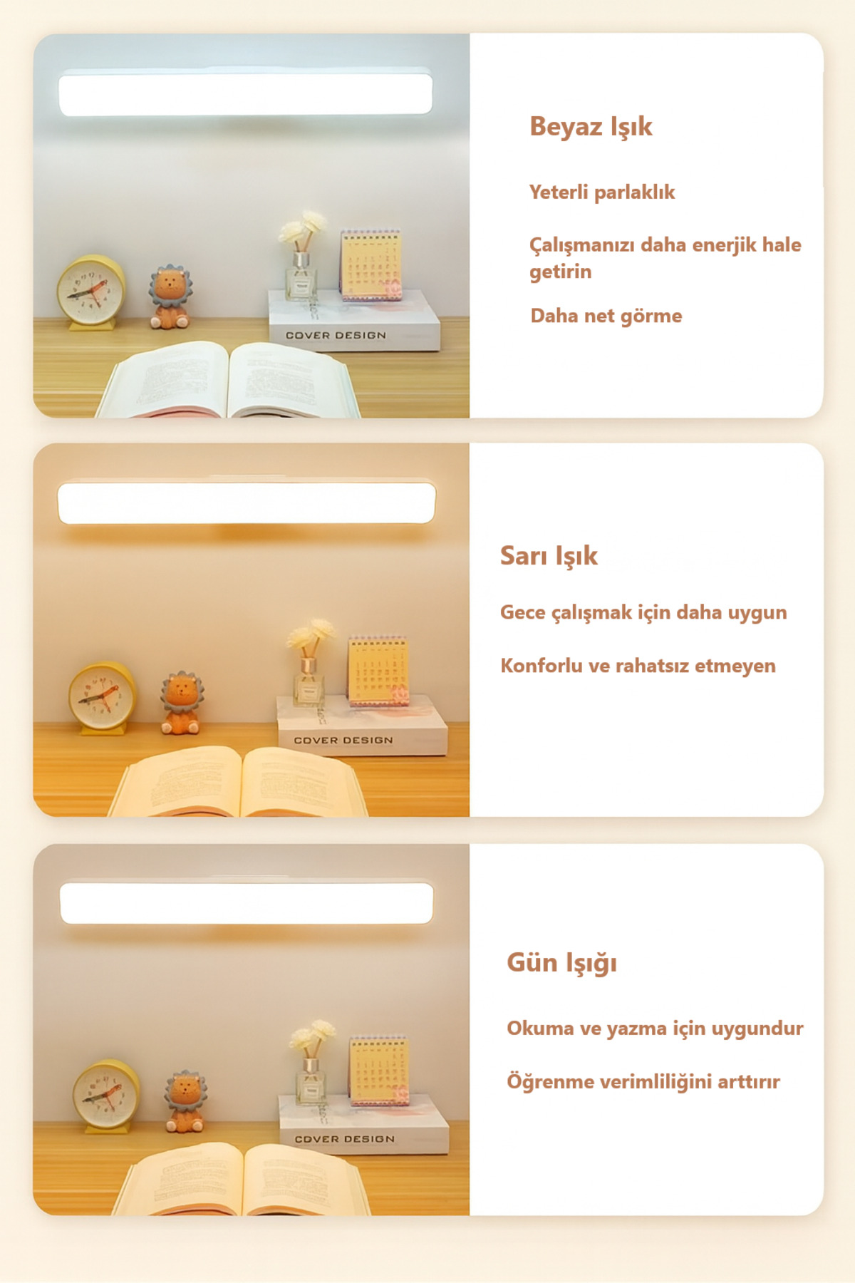 Pazar Kapısı Masa Üstü Dokunmatik 3 Renkli Şarjlı Led Lamba Okuma Lambası