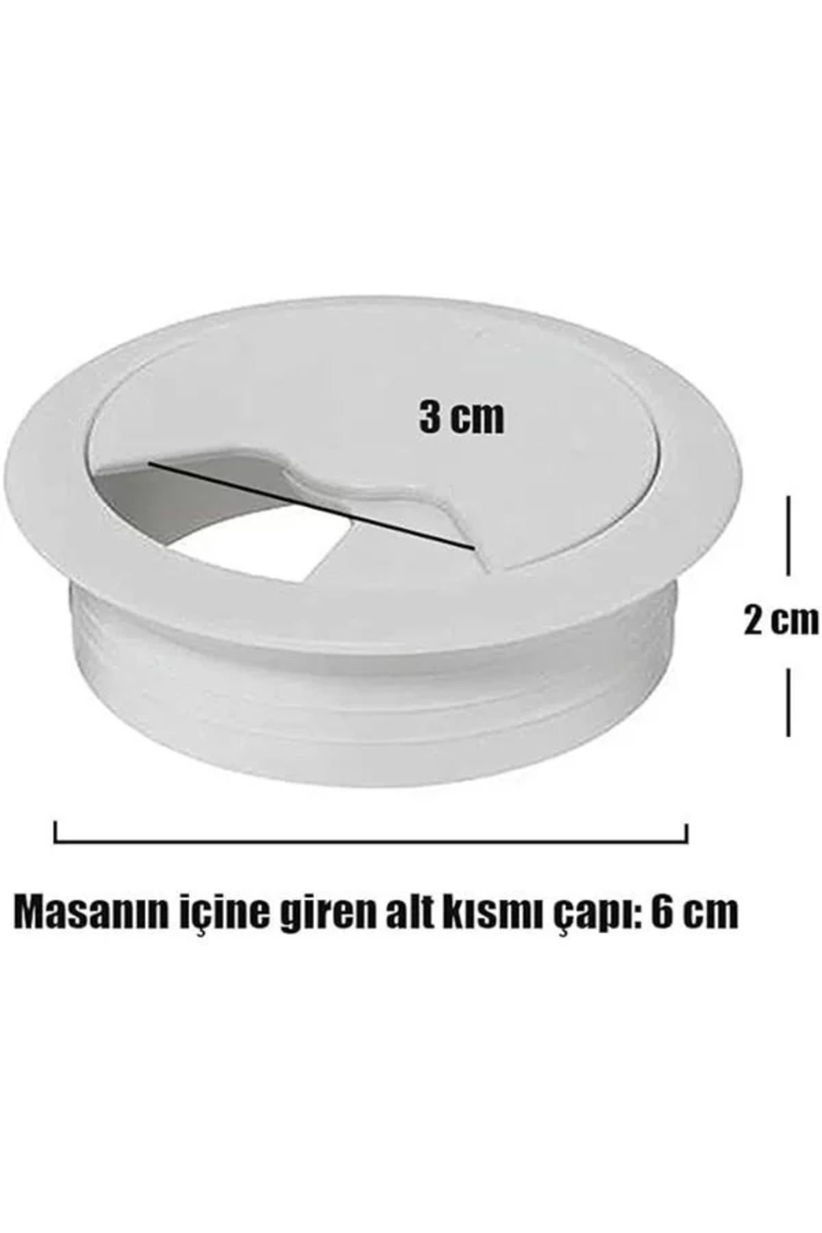 Nublado Masa Üstü Kablo Kanalı Deliği Kapağı Beyaz Masa Kapağı 6 Cm (5 Ad