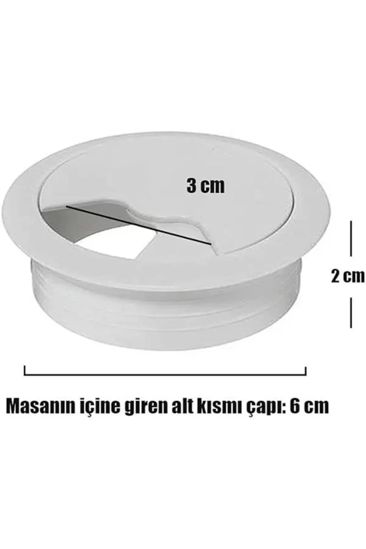 Masa Üstü Kablo Kanalı Deliği Kapağı Beyaz Masa Kapağı 6 Cm (5 AD