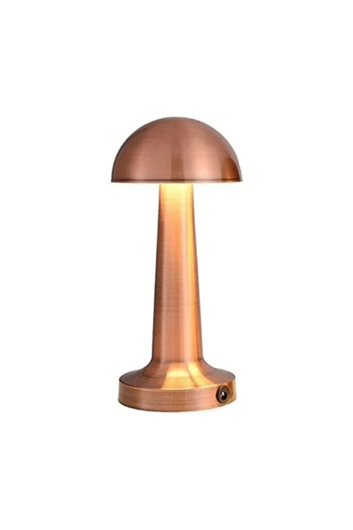 Masa Üstü Lamba - Ledli Masa Lambası - Şarjlı Mantar Gece Lambası Led Abajur - Bronz Renk - 25cm