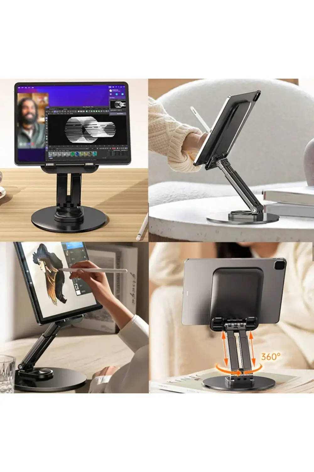 Masa Üstü Metal Tablet Tutucu - 360° Dönebilen Başlık