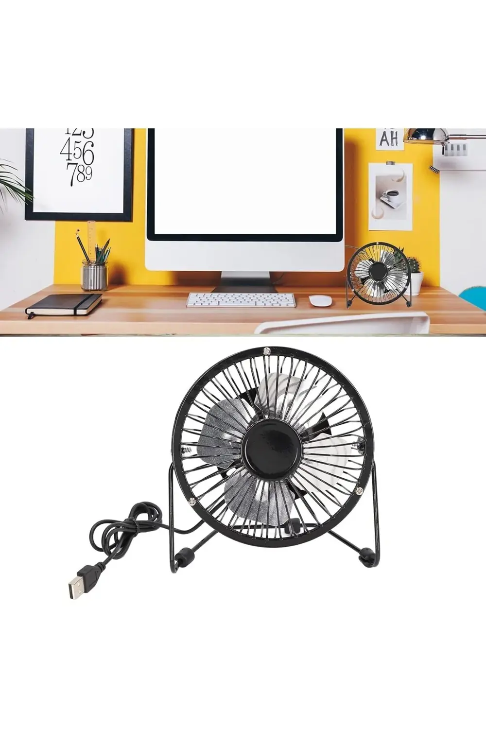 Masa Üstü Metal USB Mini Fan - Sessiz Soğutucu - 13.5 cm Çaplı 4
