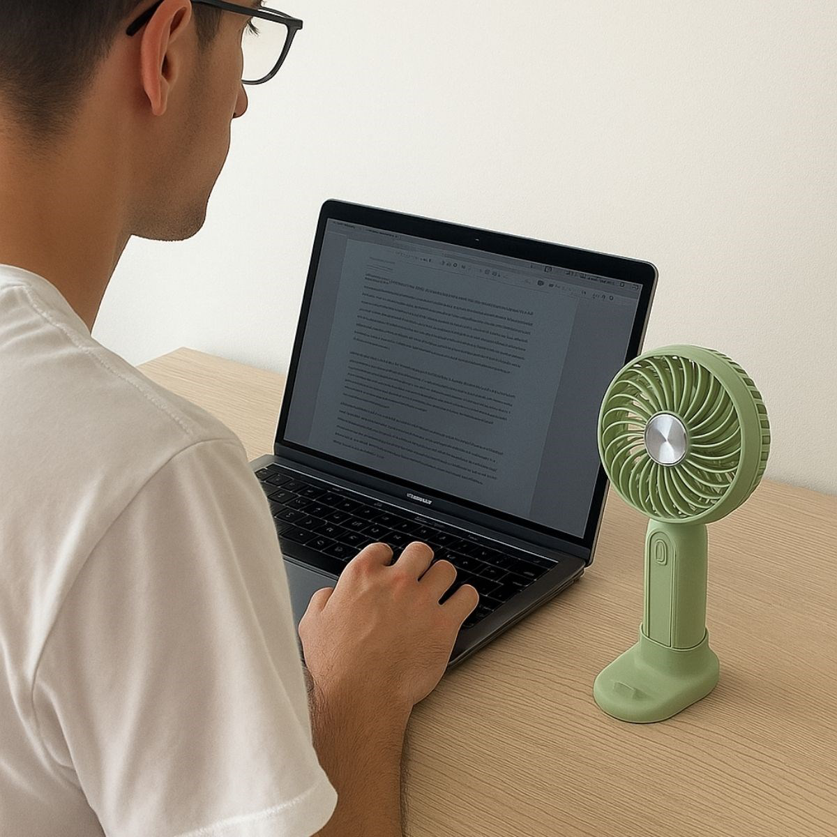 Masa Üstü Standlı USB ile Şarj Olabilen 3 Ayarlı Fan Modlu Çanta 