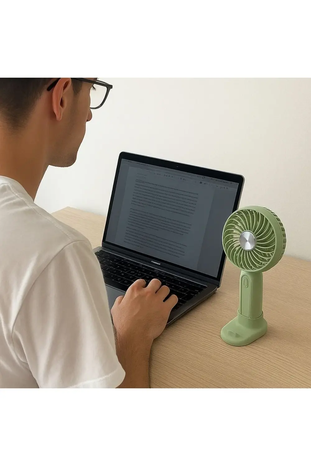 Masa Üstü Standlı USB ile Şarj Olabilen 3 Ayarlı Fan Modlu Çanta