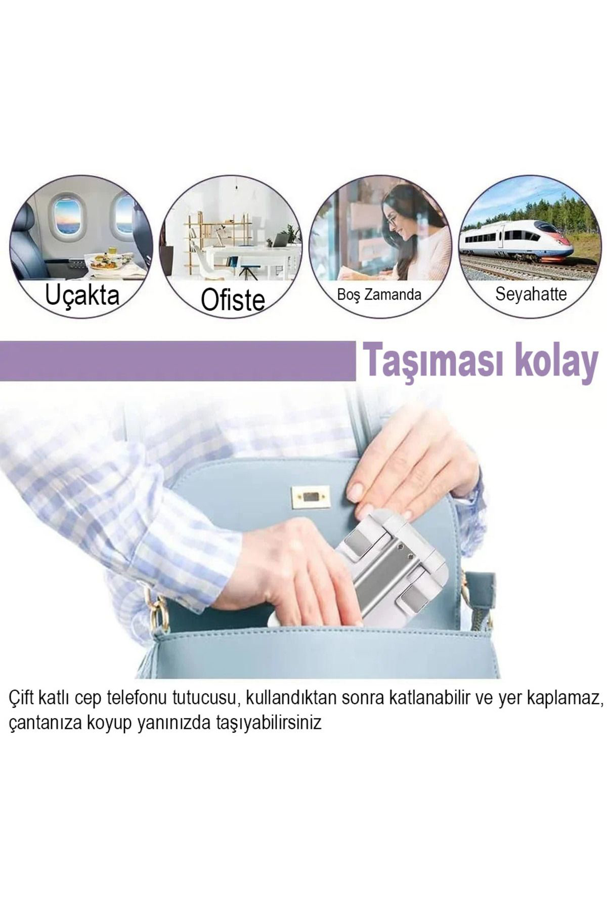 Nice Shop Masa Üstü Tablet Ve Telefon Tutucu Stand Silikon Tabanli 2 Kademeli Uzunluk Ayarli Kaydirmaz