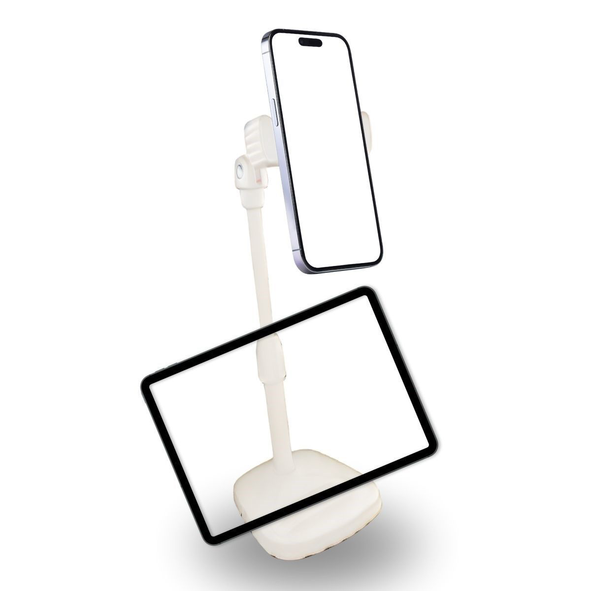 Masa Üstü Tablet ve Telefon Tutucu Plastik Aparat Beyaz Telefon S