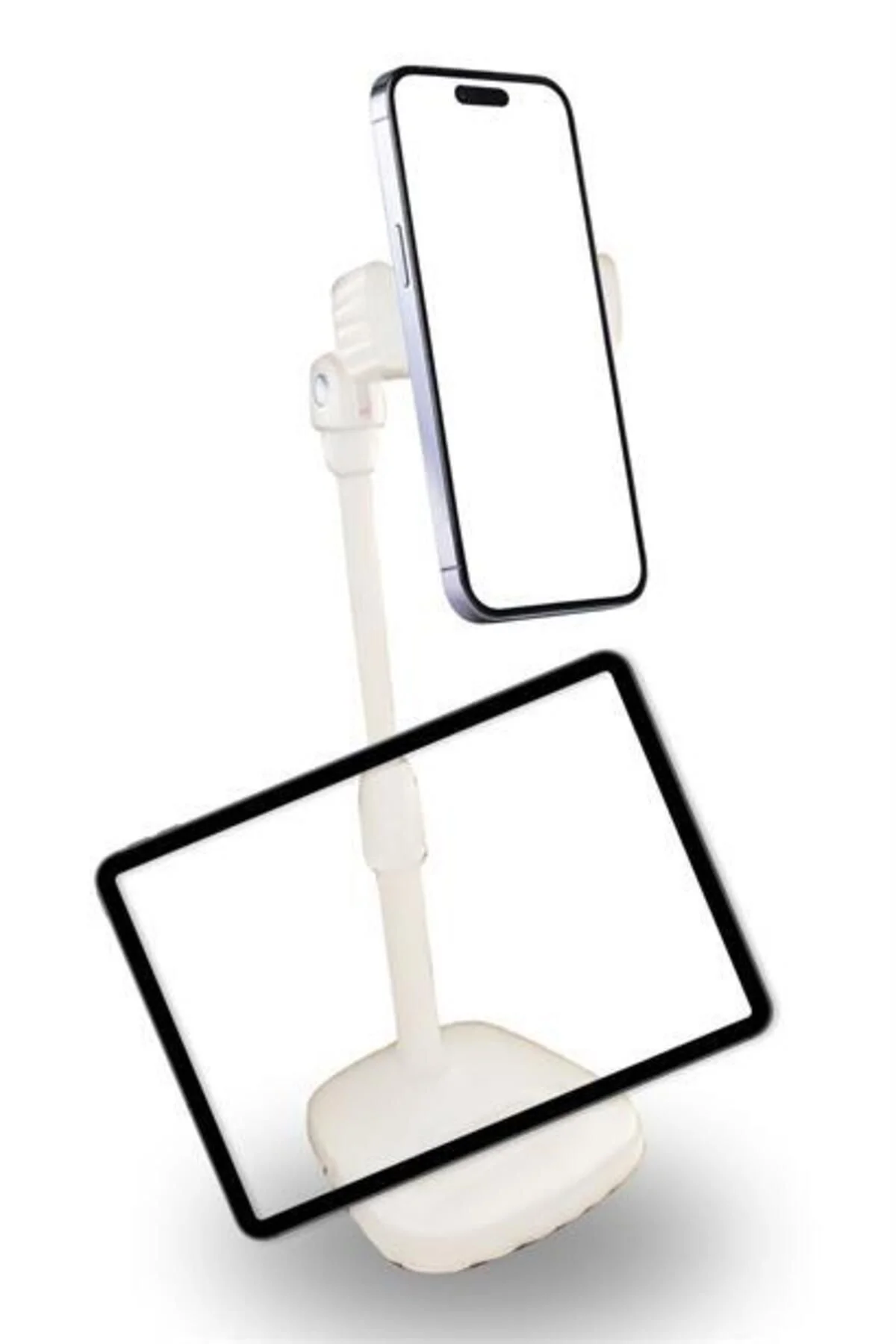 Masa Üstü Tablet ve Telefon Tutucu Plastik Aparat Beyaz Telefon S