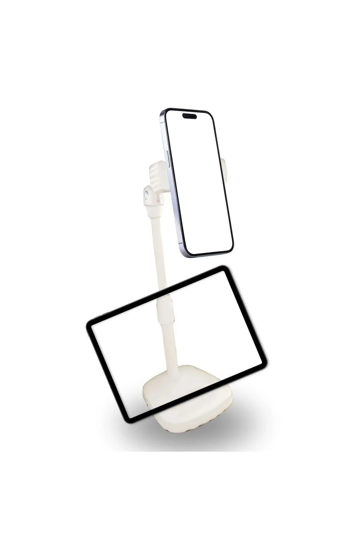 Masa Üstü Tablet ve Telefon Tutucu Plastik Aparat Beyaz Telefon Standı Masa Üstü Tablet ve Telefon Tutucu Plastik Aparat Beyaz Telefon Standı