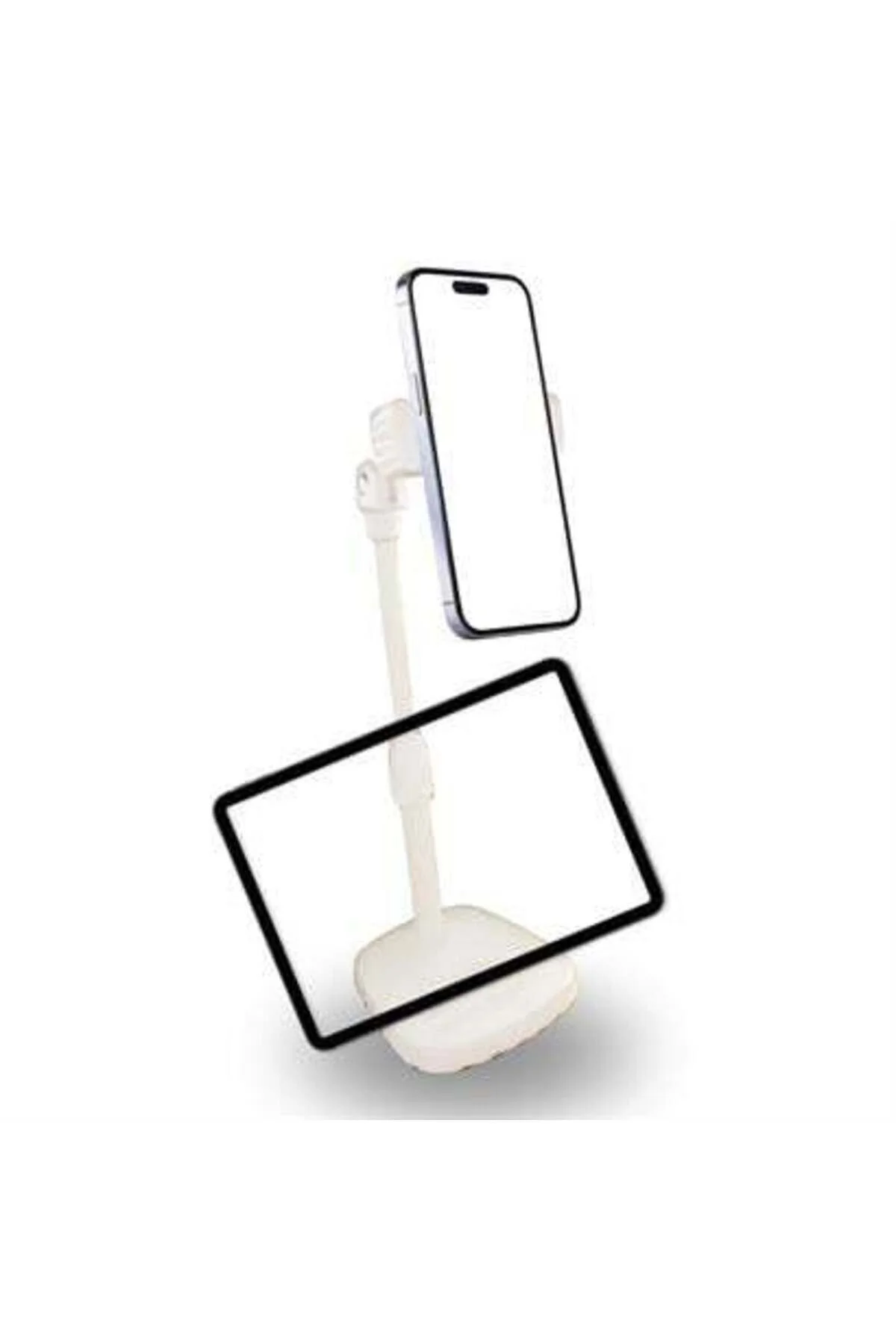 Masa Üstü Tablet ve Telefon Tutucu Plastik Aparat Beyaz Telefon S