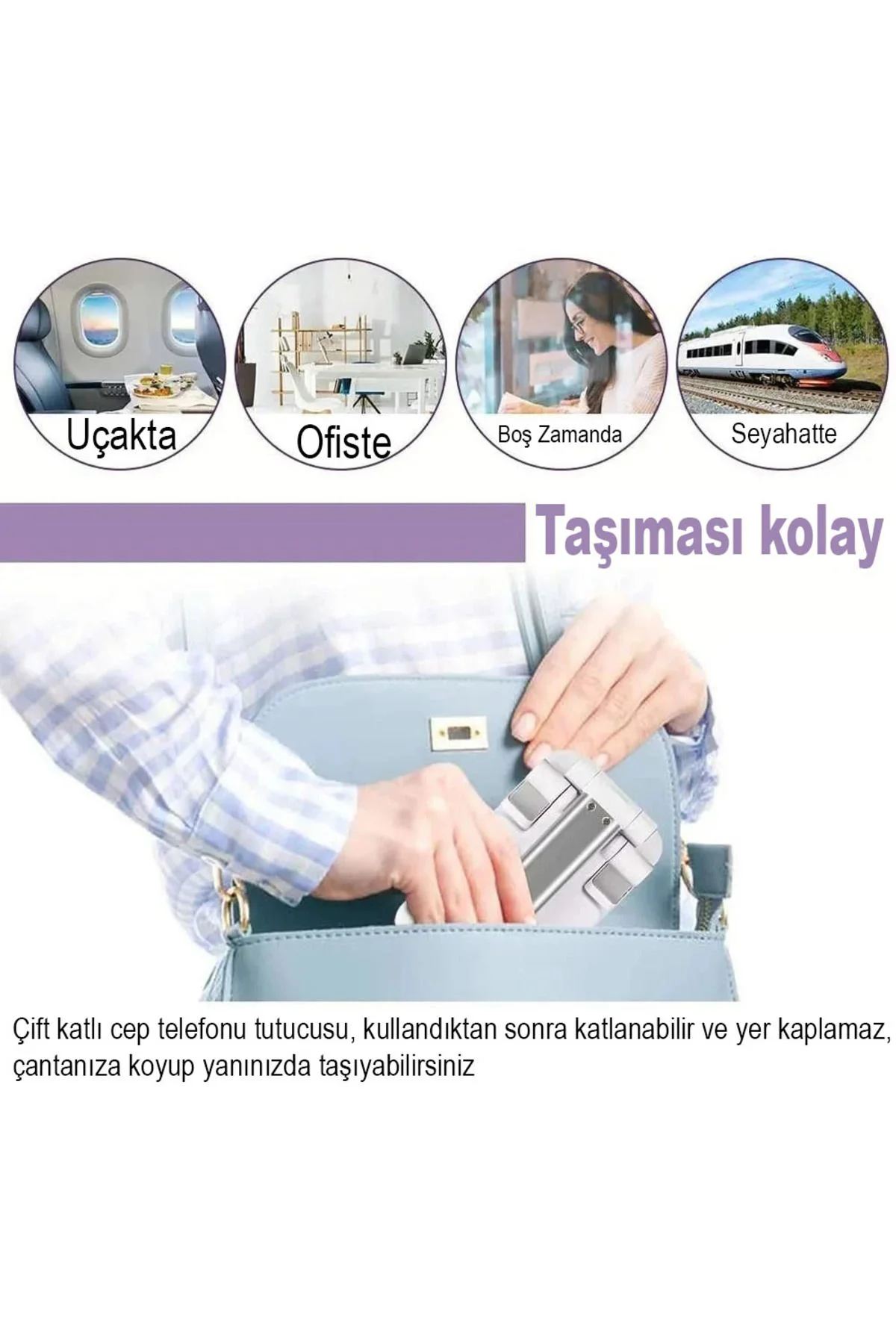 Masa Üstü Tablet Ve Telefon Tutucu Stand Silikon Tabanlı 2 Kademe