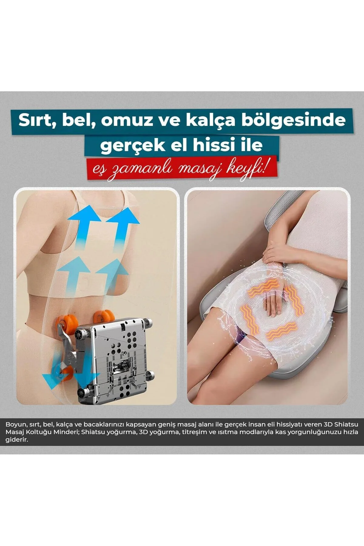 Masaj Koltuğu Minderi Isıtmalı, Titreşimli, Sırt, Bel ve Omuz Ofi