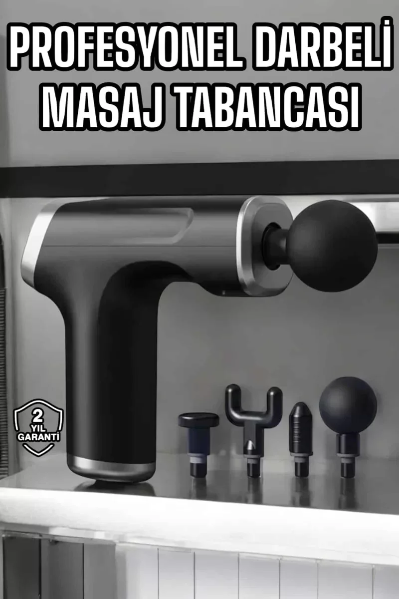 Masaj Tabancası 4 Başlıklı Kas ve Vücut Ağrıları İçin Şarjlı Darbeli - Lisinya