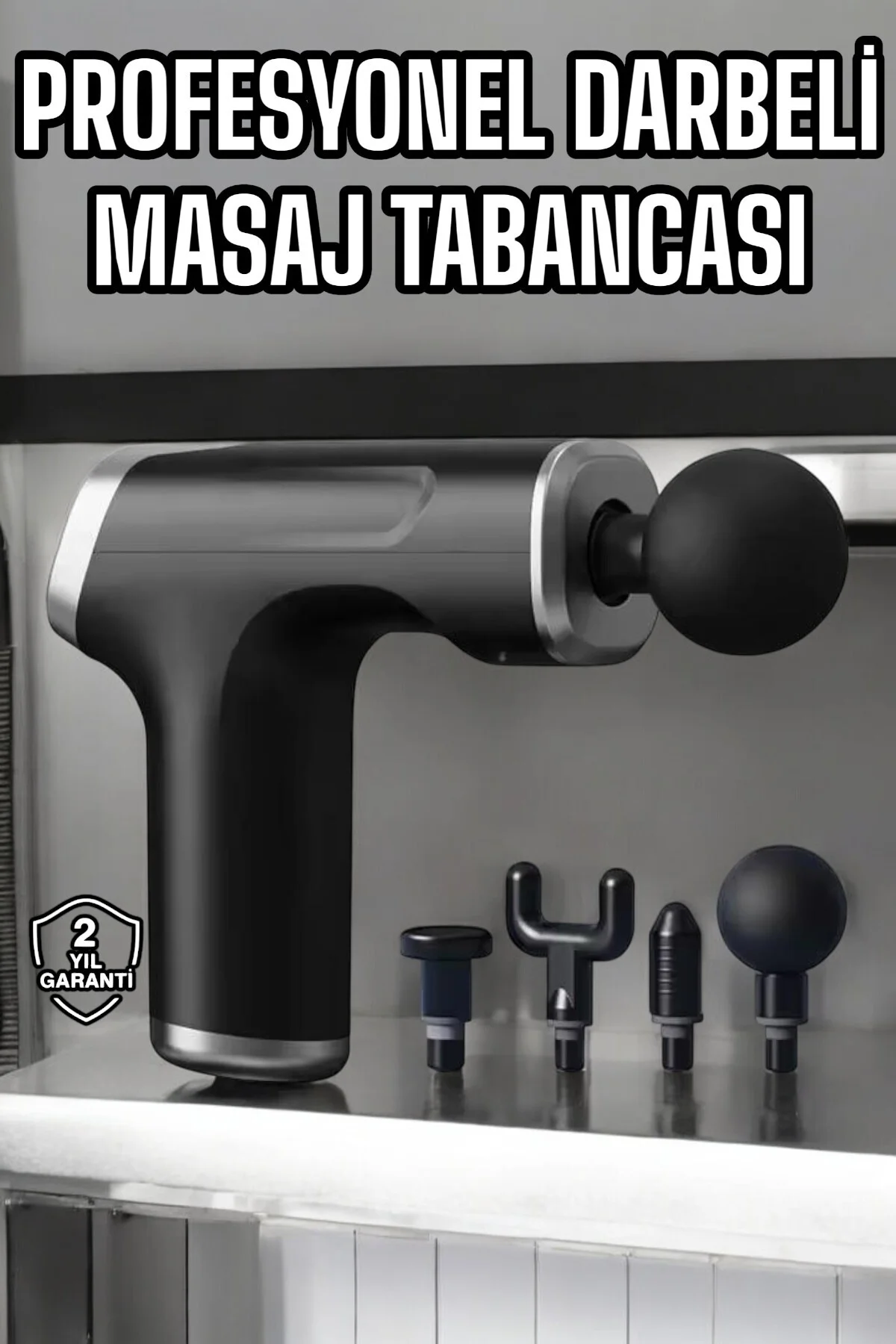 Masaj Tabancası 4 Başlıklı Kas ve Vücut Ağrıları İçin Şarjlı Darbeli