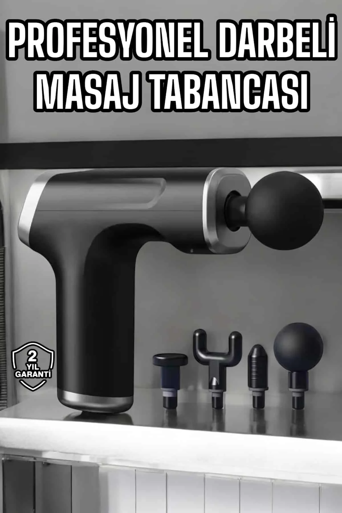 Masaj Tabancası 4 Başlıklı Kas ve Vücut Ağrıları İçin Şarjlı Darbeli