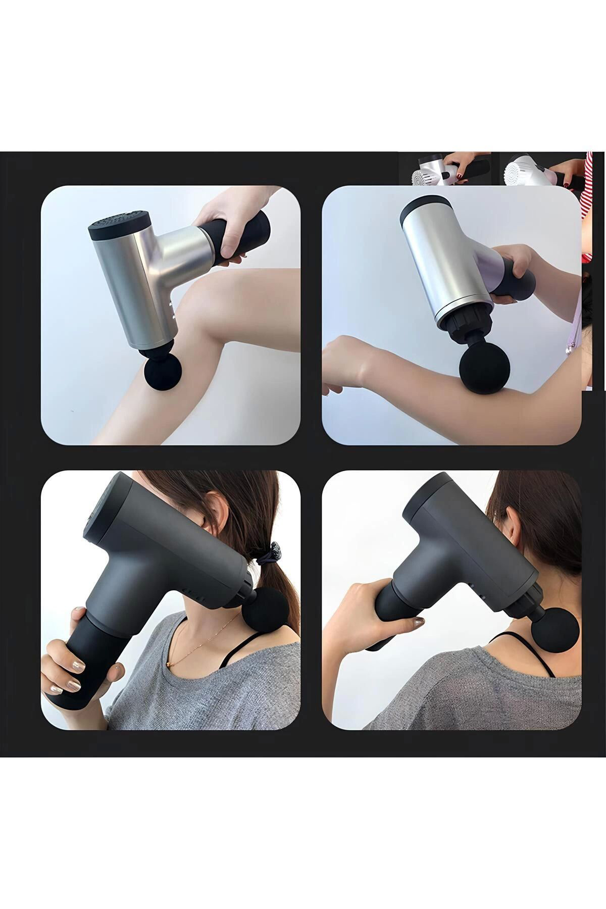 Yusuftex Masaj Tabancası 4 Başlıklı Sporcu Masaj Aleti 6 Kademeli Boyun Be