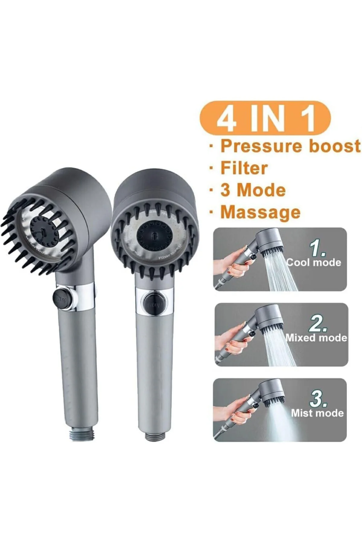 Masajlı Filtreli 3 Fonksiyonlu El Duş, Handshower, Massage Handsh