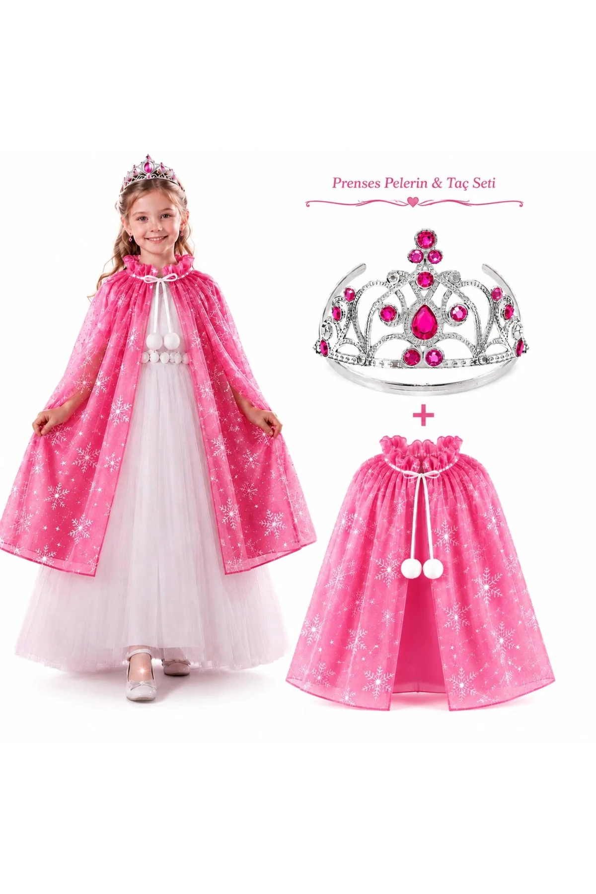 Masal Prensesi Pembe Pelerin Ve Taç Seti (85 Cm) Masal Prensesi Pembe Pelerin Ve Taç Seti (85 Cm)