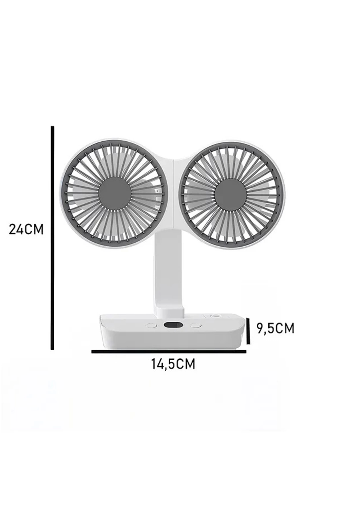 Masaüstü Dijital Ekranlı Çift Fanlı Led Işıklı Soğutucu Fan Ev Of