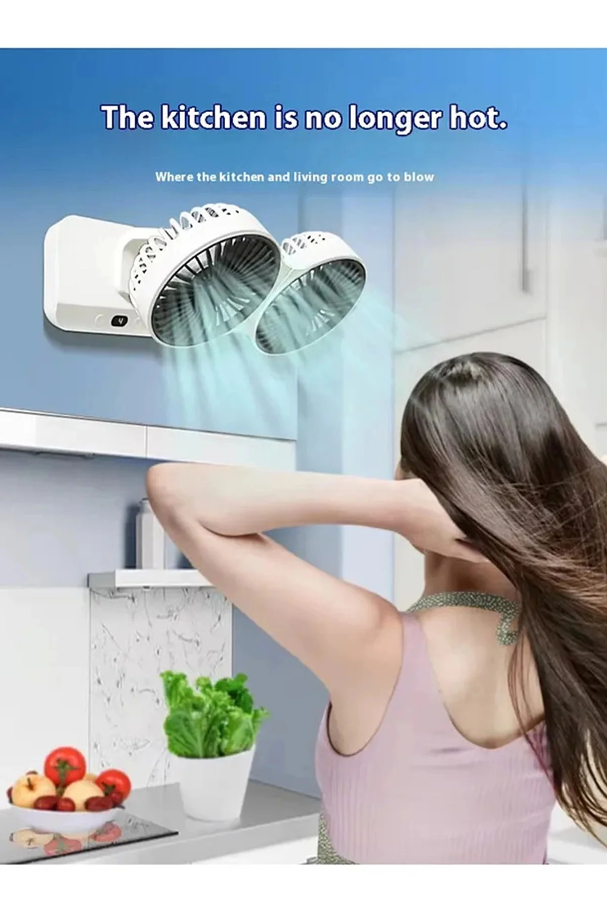 Masaüstü Dijital Ekranlı Çift Fanlı Led Işıklı Soğutucu Fan Ev Of