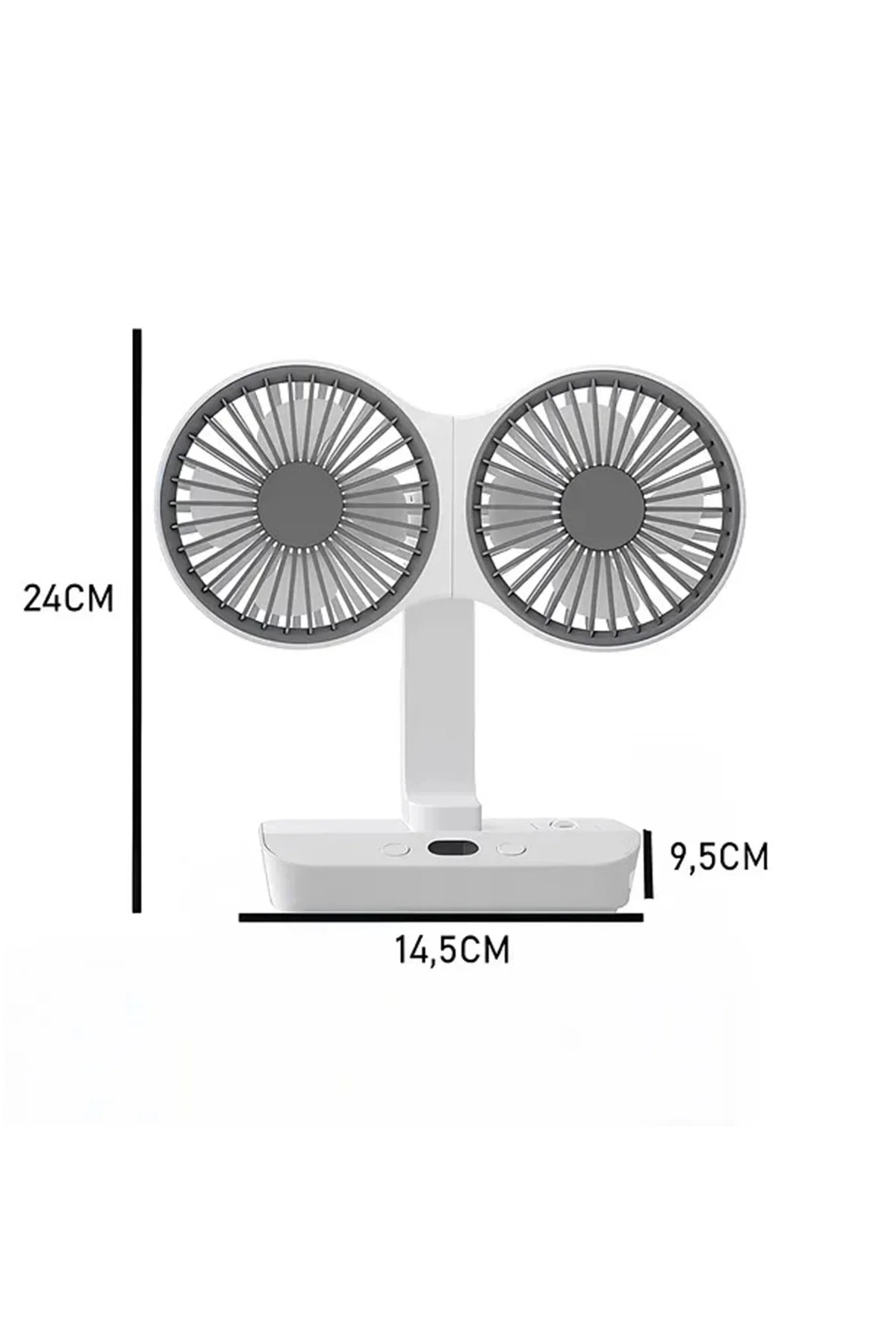 Masaüstü Dijital Ekranlı Çift Fanlı Led Işıklı Soğutucu Fan Ev Of