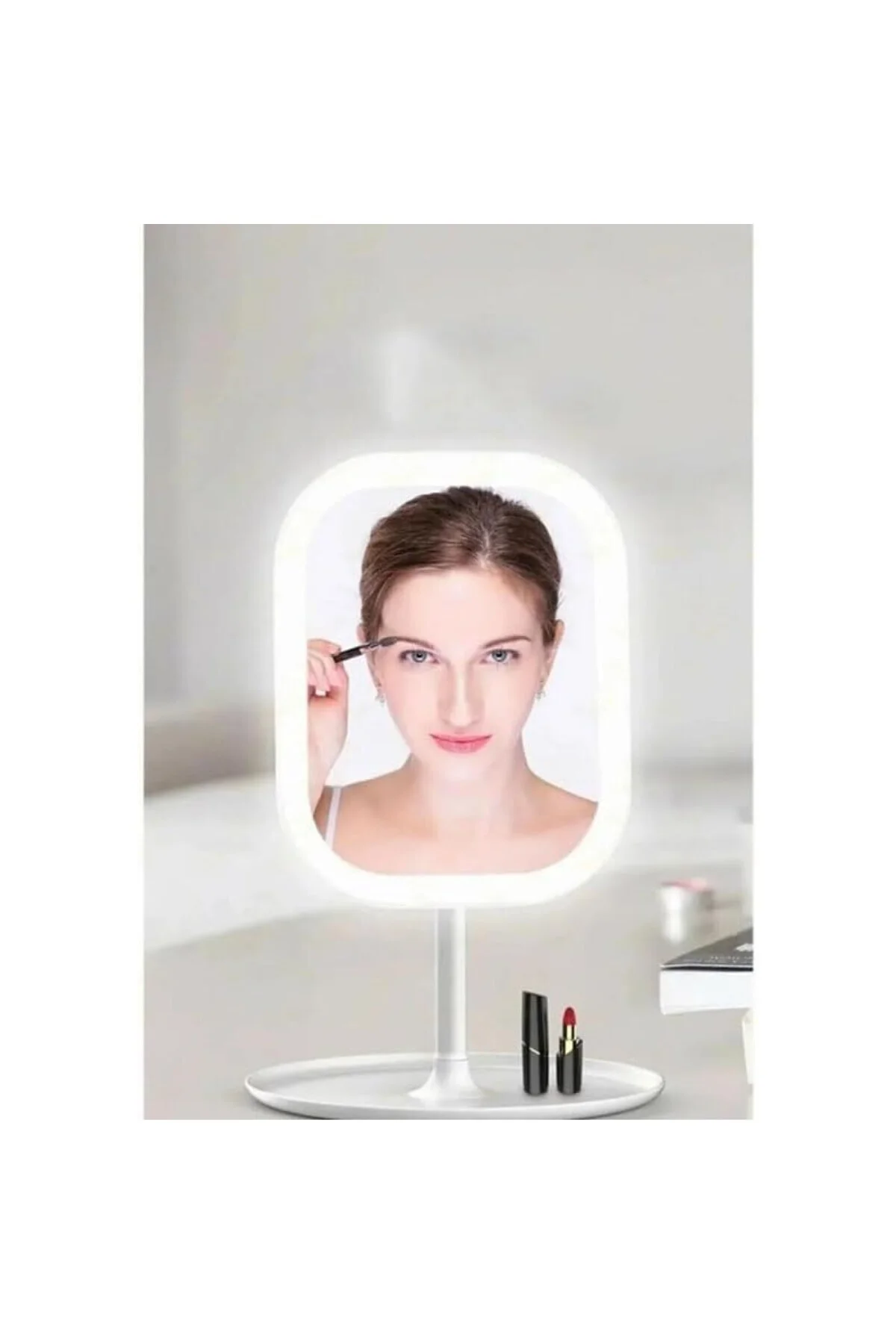 Masaüstü Dokunmatik Makyaj Aynası Led Işıklı Beyaz Renk Make Up M