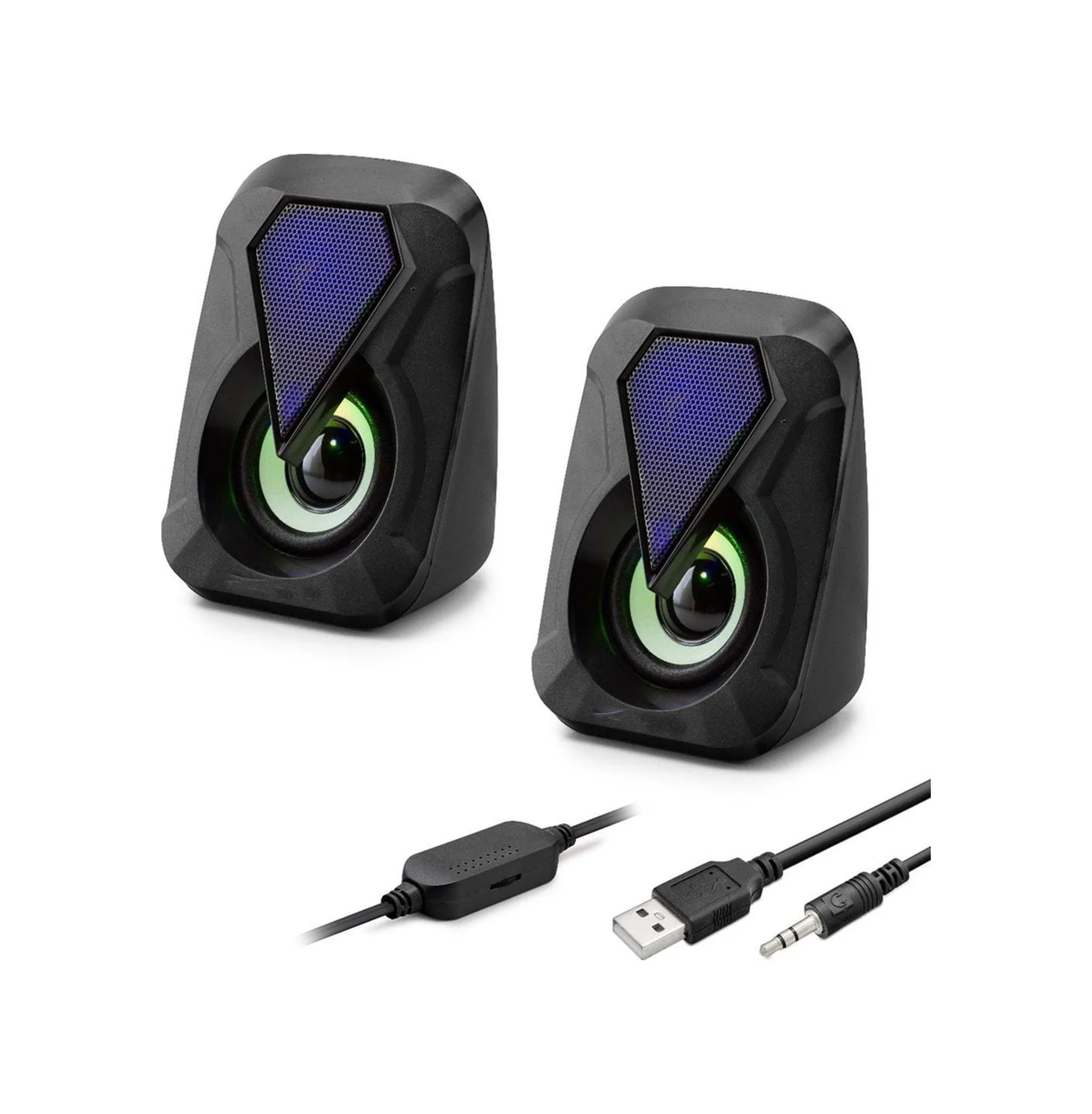 Masaüstü Hoparlör 1+1 Usb + 3.5mm Led - Siyah Hd6054