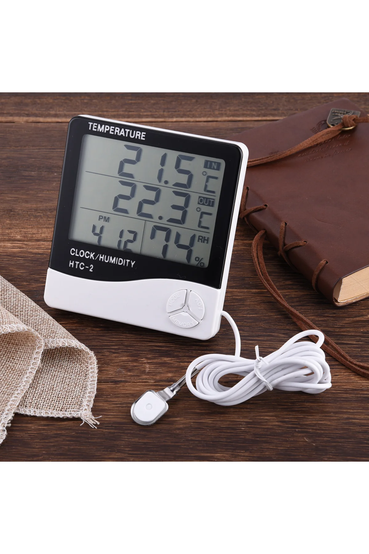 Masaüstü İç - Dış Mekan Dijital Termometre Nem Ölçer Higrometre