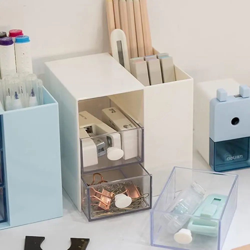 Masaüstü Kalemlik Organizer 7 Bölmeli Kawaii Kapaklı Mini Çekmece