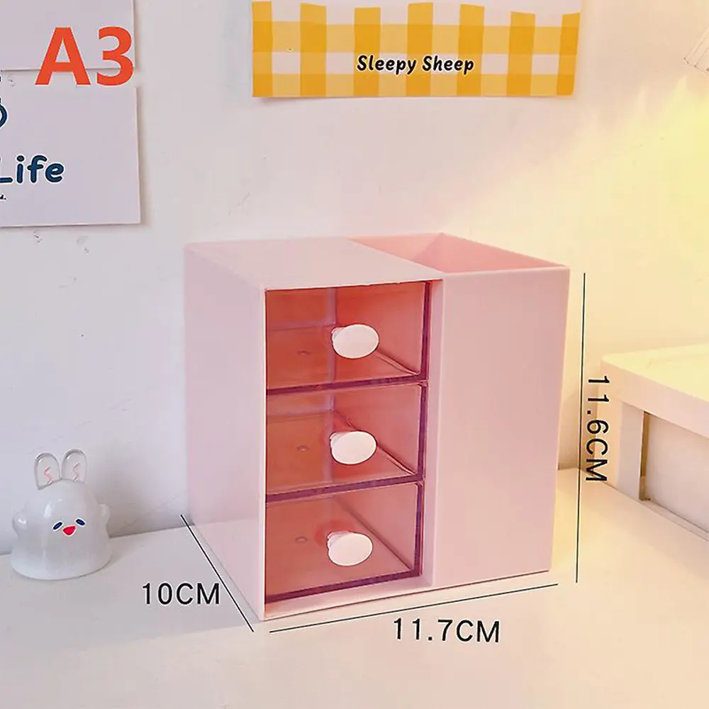 Masaüstü Kalemlik Organizer 7 Bölmeli Kawaii Kapaklı Mini Çekmece
