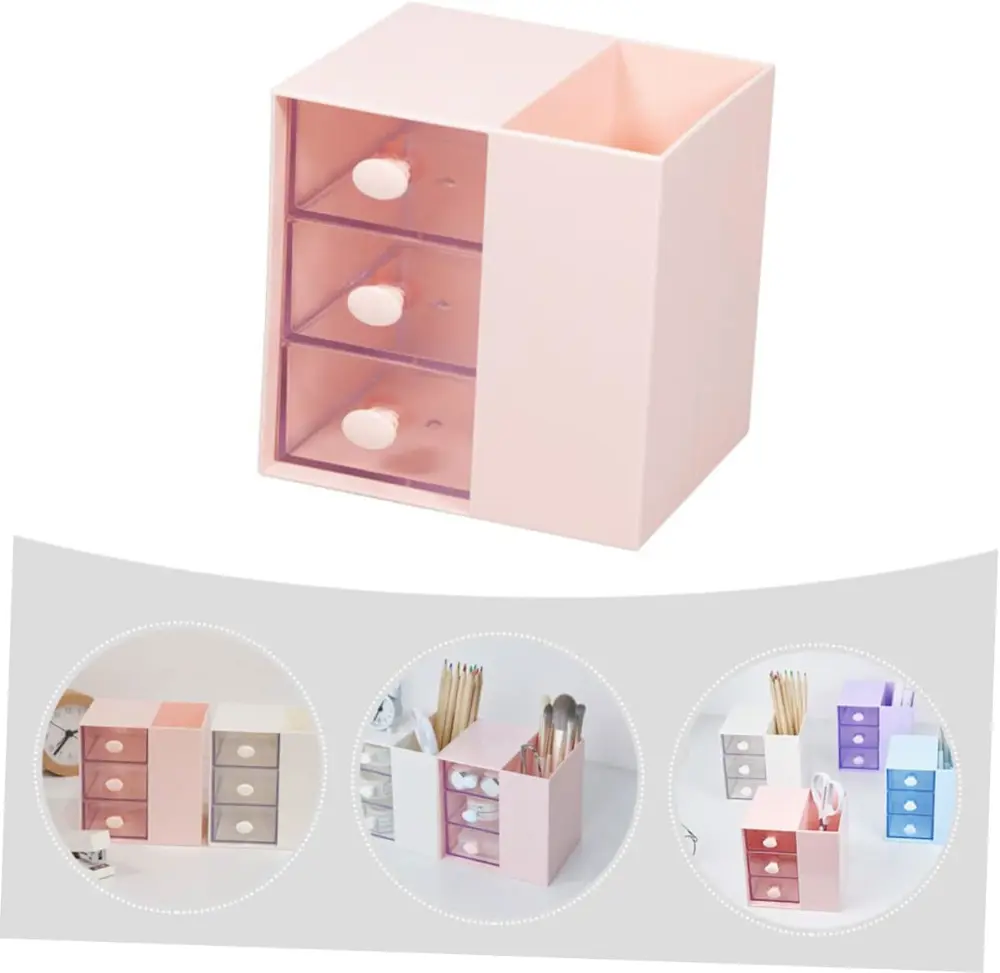Masaüstü Kalemlik Organizer 7 Bölmeli Kawaii Kapaklı Mini Çekmece