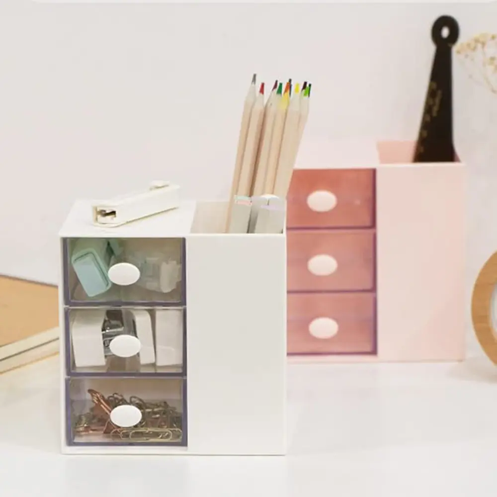 Masaüstü Kalemlik Organizer 7 Bölmeli Kawaii Kapaklı Mini Çekmece