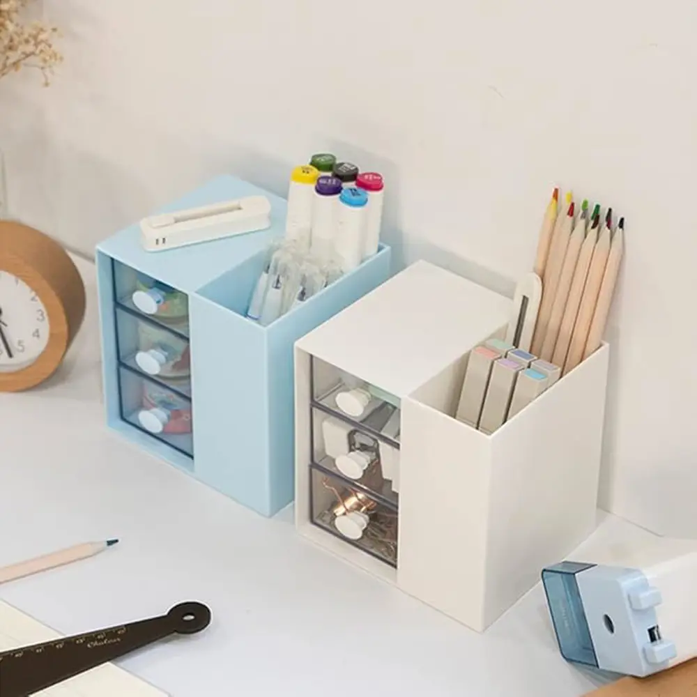 Masaüstü Kalemlik Organizer 7 Bölmeli Kawaii Kapaklı Mini Çekmece