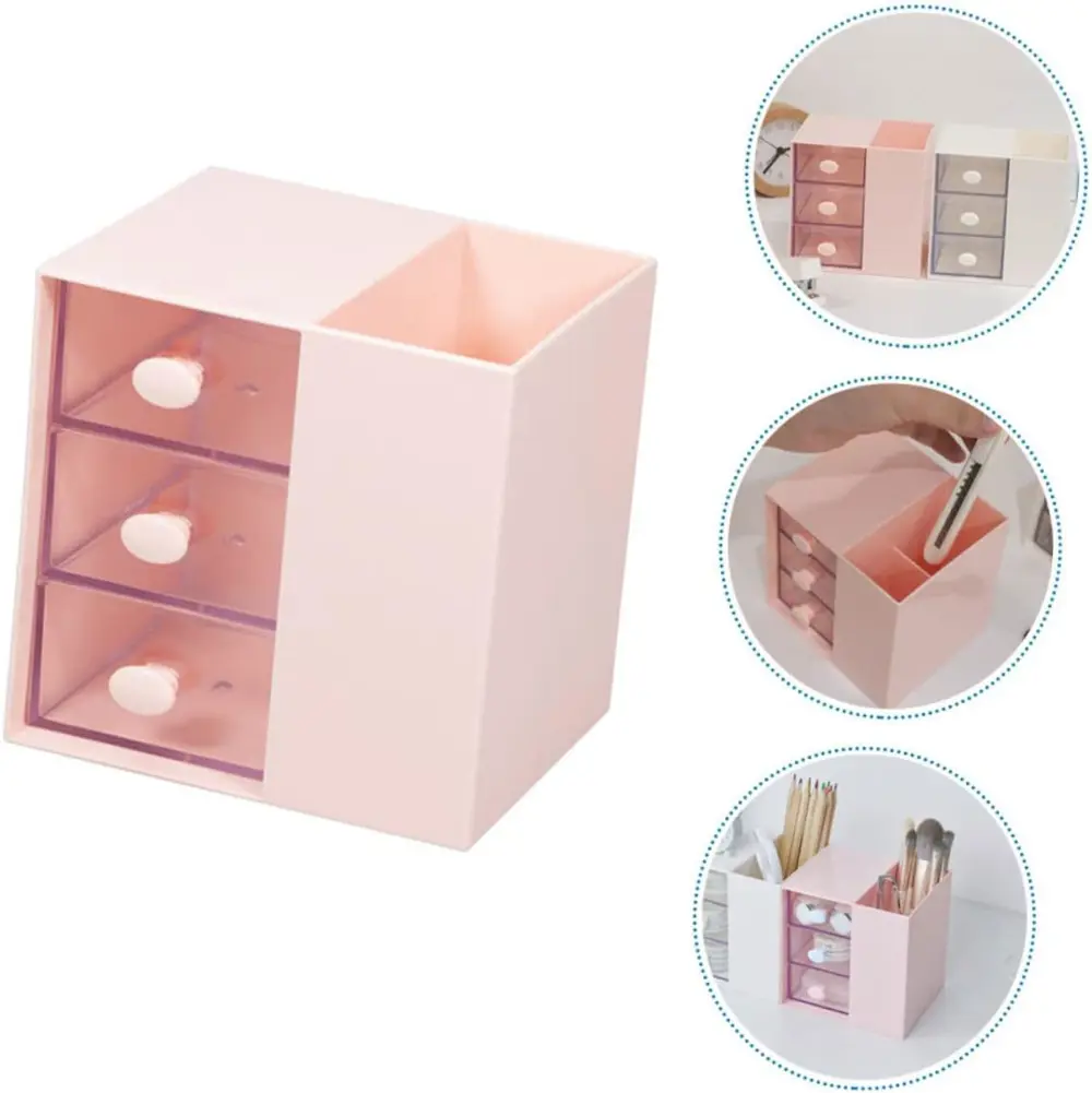 Masaüstü Kalemlik Organizer 7 Bölmeli Kawaii Kapaklı Mini Çekmece