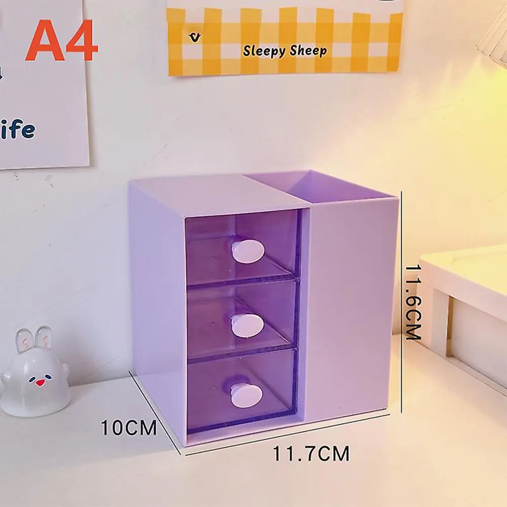 Masaüstü Kalemlik Organizer 7 Bölmeli Kawaii Kapaklı Mini Çekmece