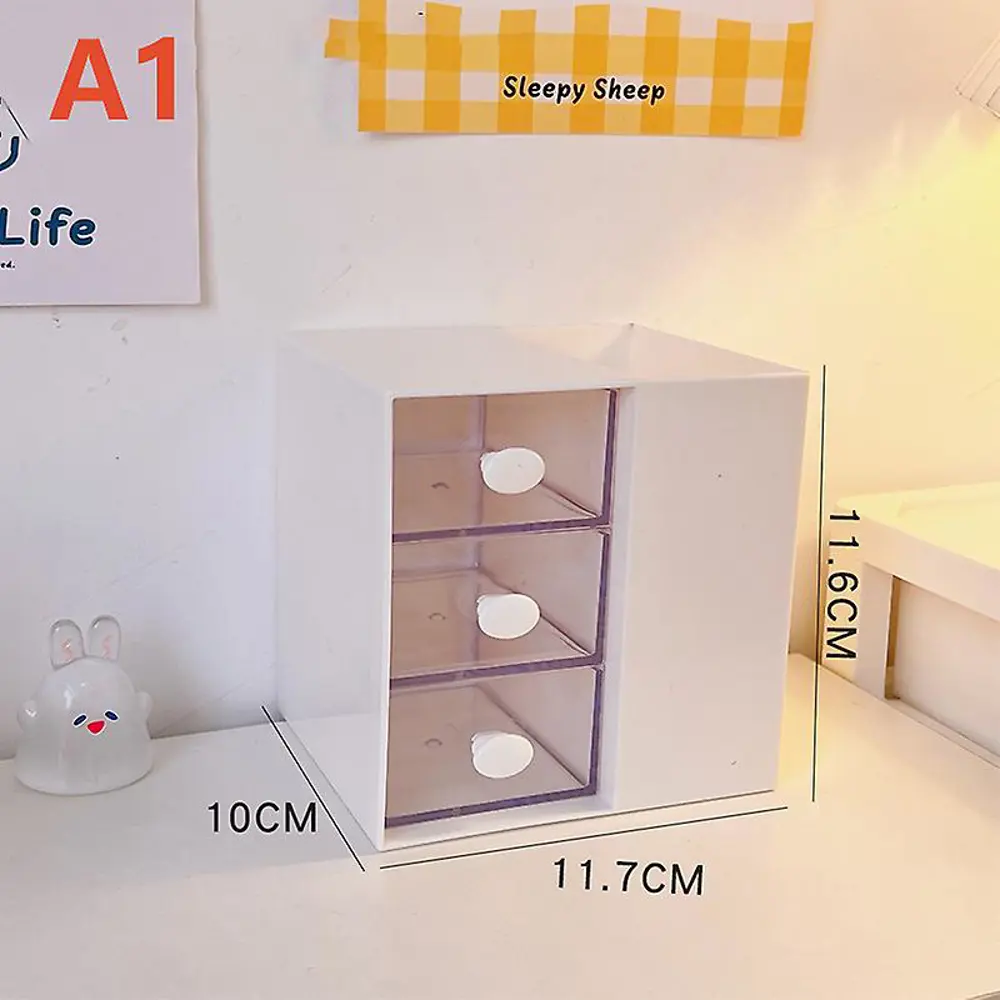 Masaüstü Kalemlik Organizer 7 Bölmeli Kawaii Kapaklı Mini Çekmece