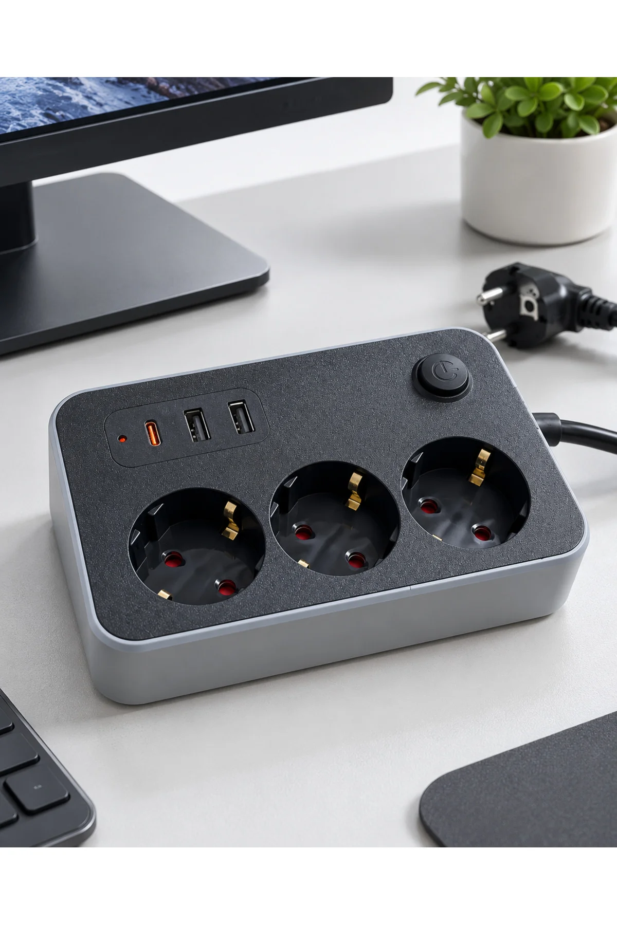 Masaüstü Kullanıma Uygun Anahtarlı Usb Ve Type C Çıkışlı Termal Akım Korumalı Priz Masaüstü Kullanıma Uygun Anahtarlı Usb Ve Type C Çıkışlı Termal Akım Korumalı Priz - Görsel 6