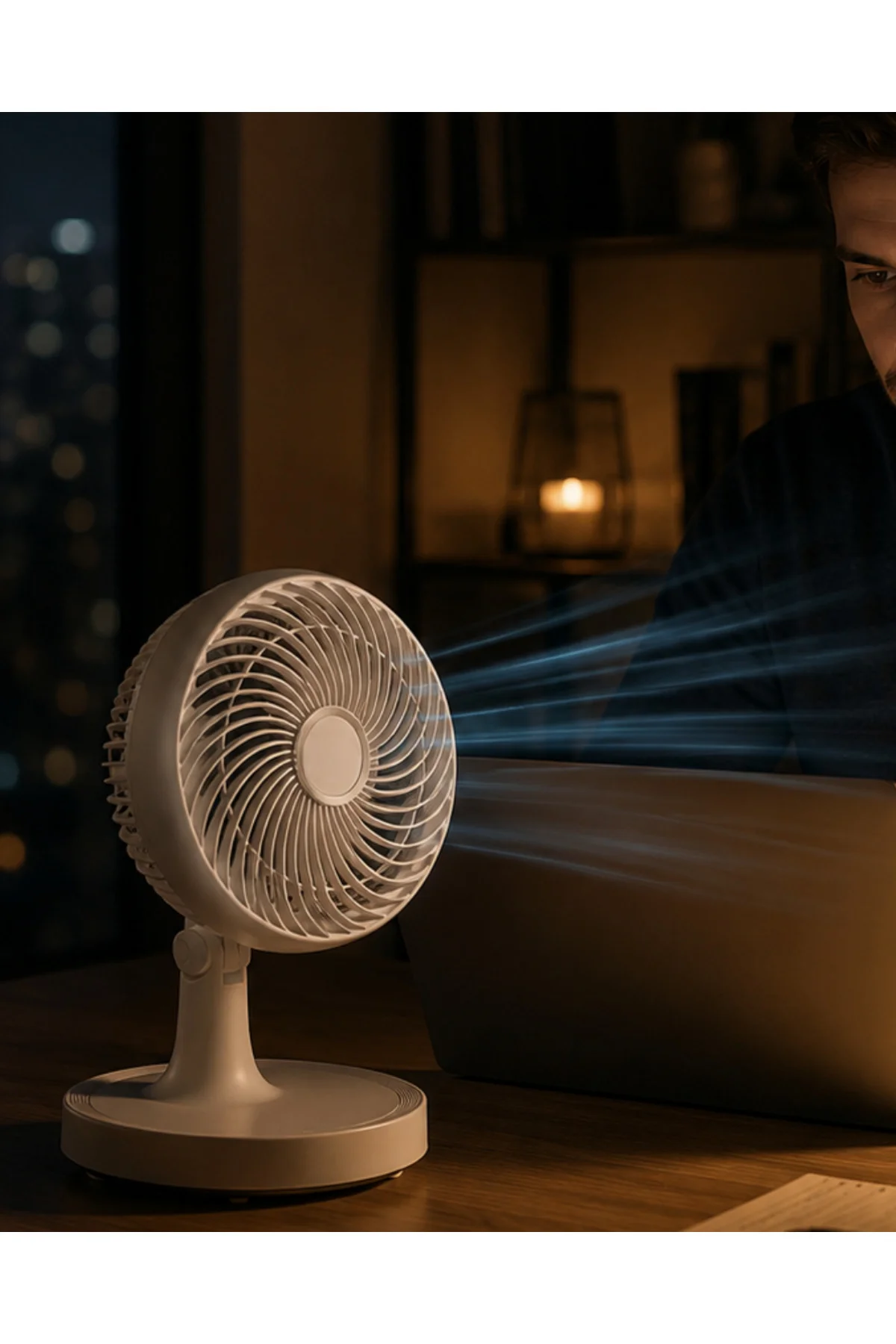 Masaüstü Mini Fan Sessiz Çalışan 2 Hızlı Otomatik Salınımlı Fan
