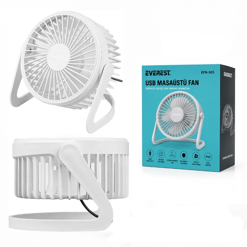Masaüstü Mini USB Fan - PVC Gövdeli - 360° Ayarlanabilir