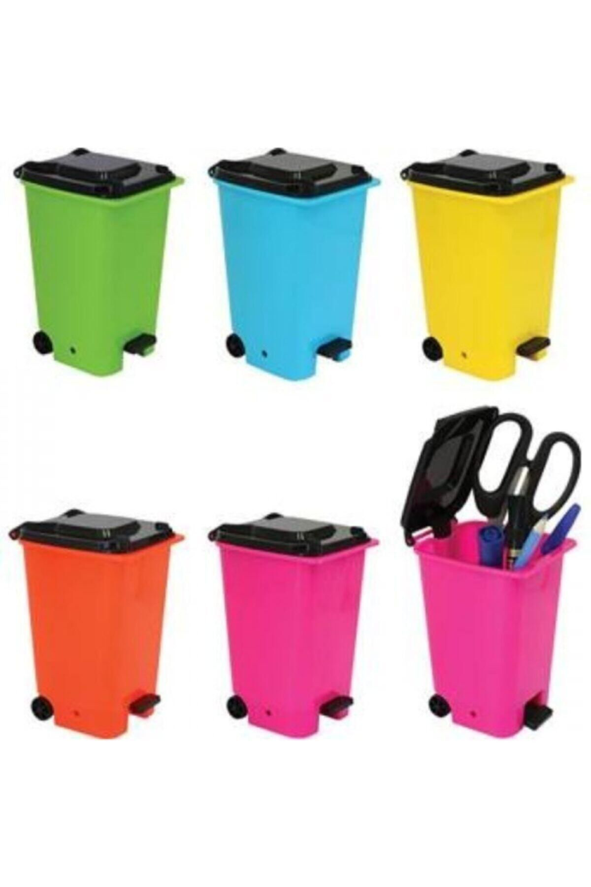 Ark Masaüstü Model Kalemlik, Mini Çöp Kutusu , Mini Konteyner -Pembe-