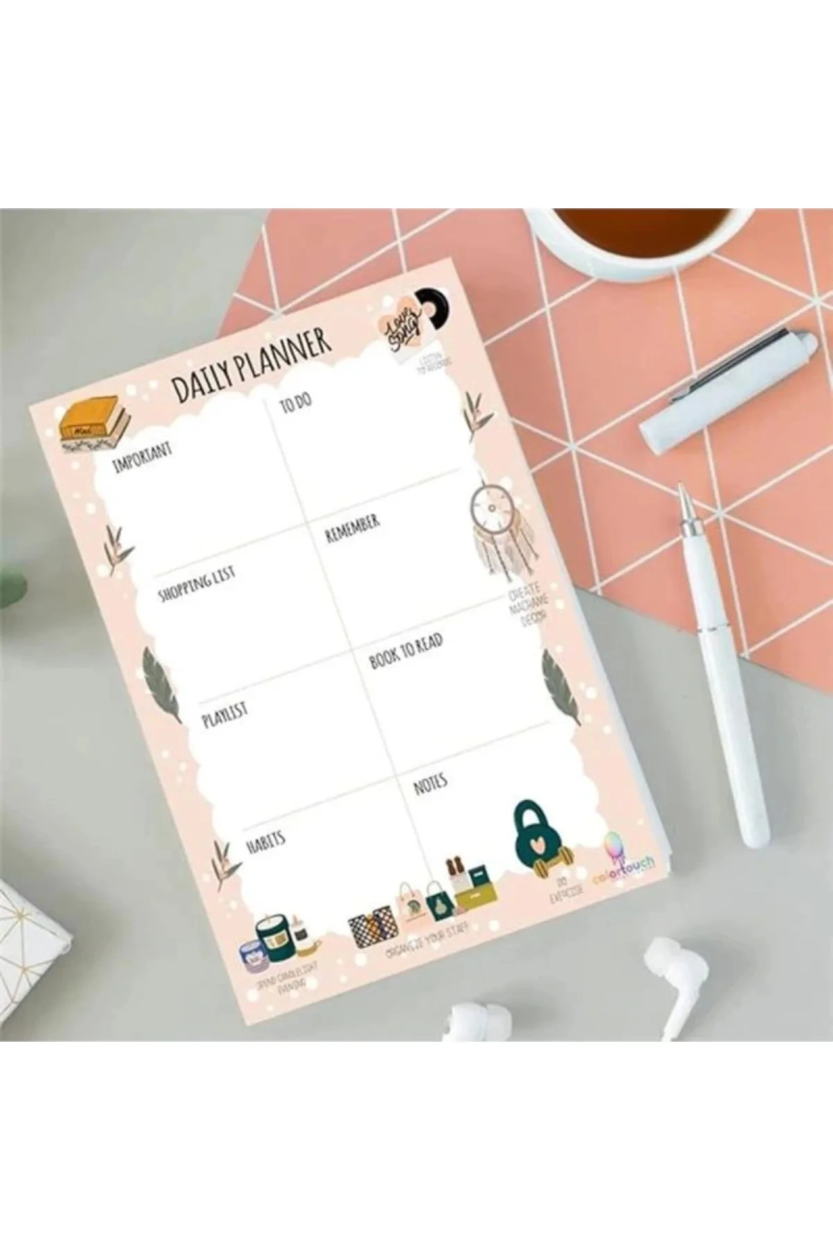 Masaüstü Planner Set 50 Sayfa Takvimsiz Haftalık, Günlük Planlayıcı Farklı Ve Özgün
