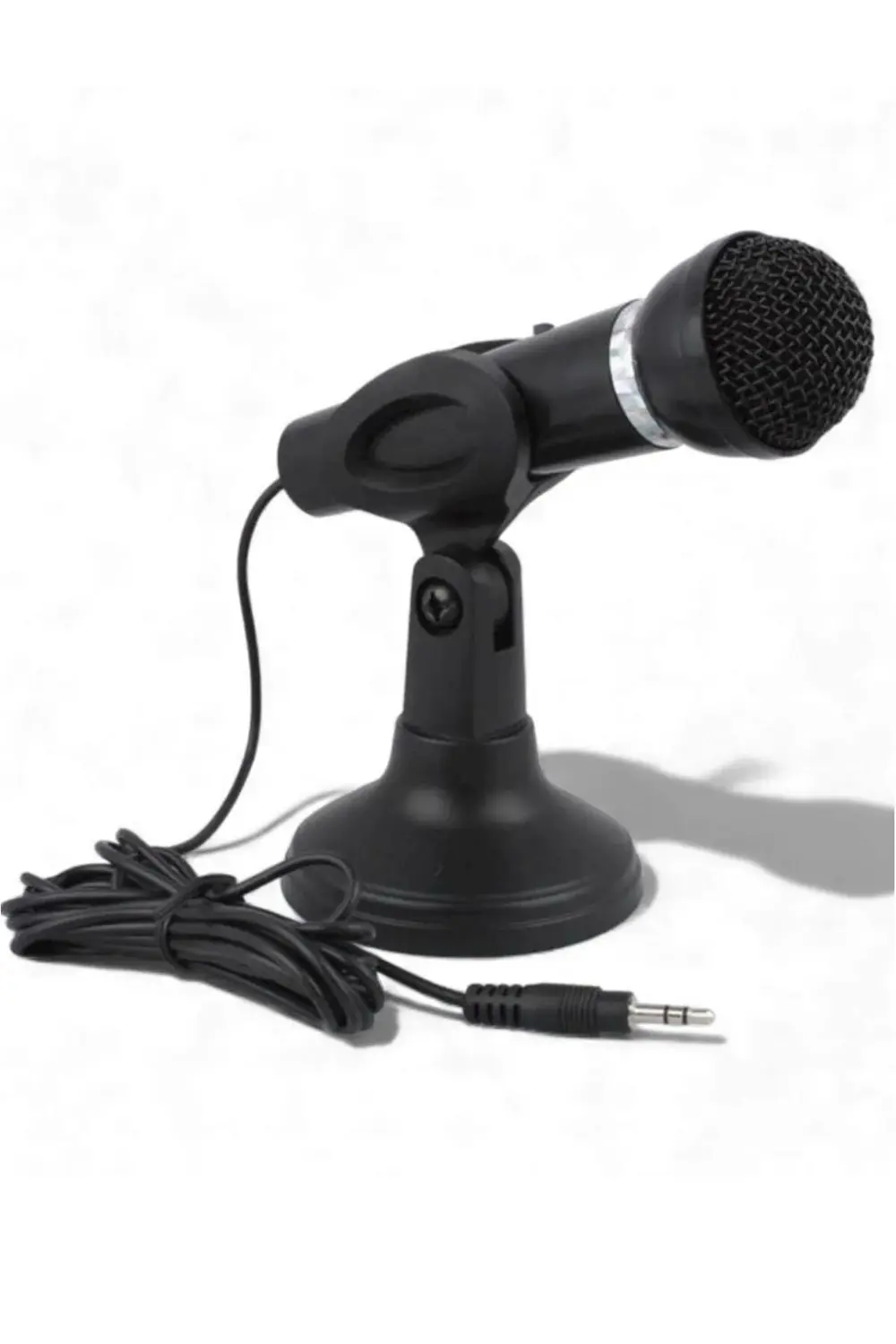 Masaüstü Siyah Kürsü Mikrofon | 3.5mm Jack Girişli, Bilgisayar ve