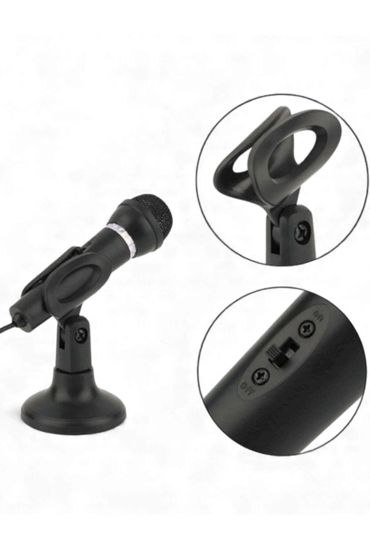 Masaüstü Siyah Kürsü Mikrofon | 3.5mm Jack Girişli, Bilgisayar ve