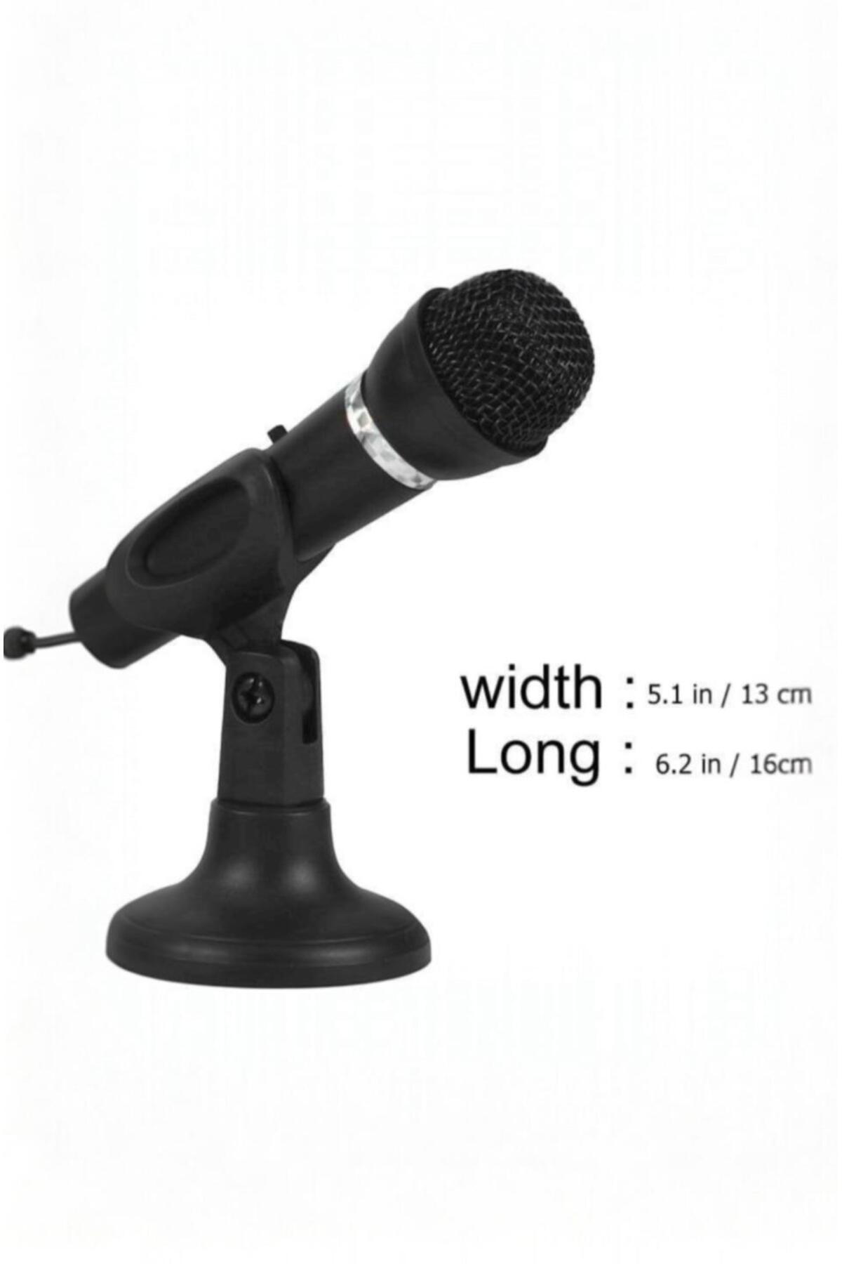 Masaüstü Siyah Kürsü Mikrofon | 3.5mm Jack Girişli, Bilgisayar ve