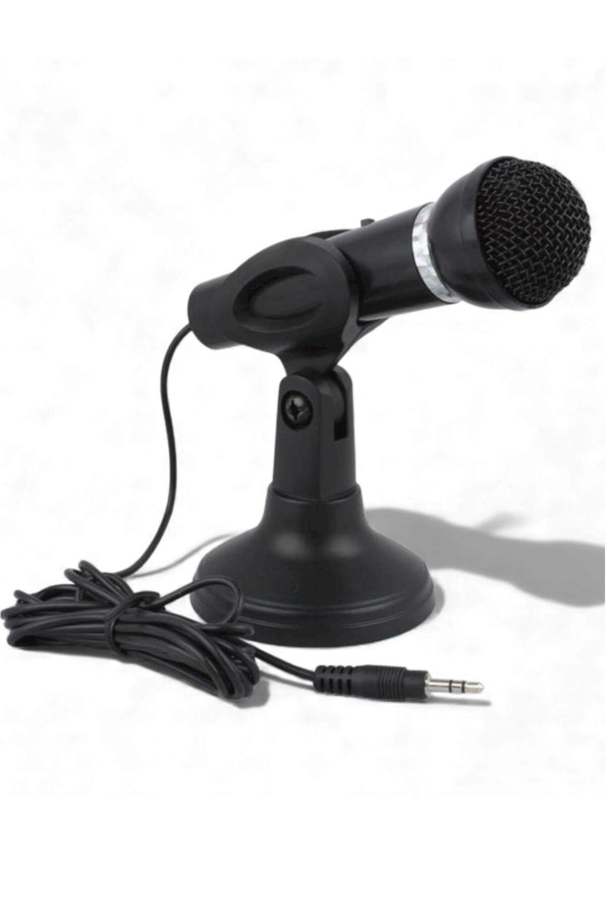 Masaüstü Siyah Kürsü Mikrofon | 3.5mm Jack Girişli, Bilgisayar ve