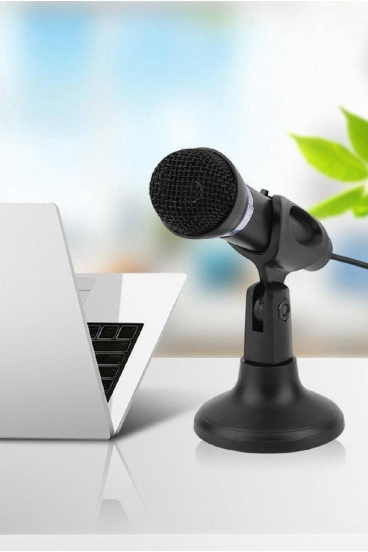 Masaüstü Siyah Kürsü Mikrofon | 3.5mm Jack Girişli, Bilgisayar ve