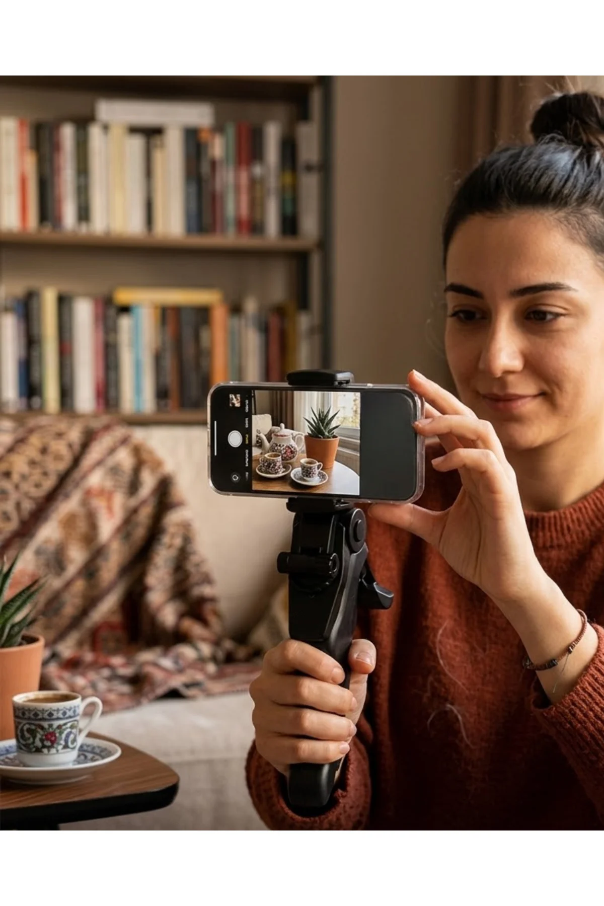 Masaüstü Telefon Tripodu Katlanabilir Telefon Tutucu Video Çekim 